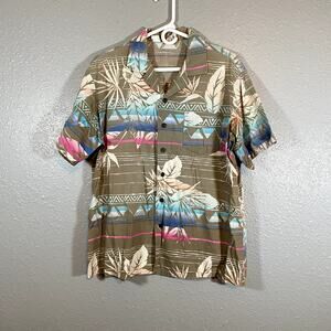 Kennington California Large Hawaiian Shirt Button Up Resort Travel Button Top